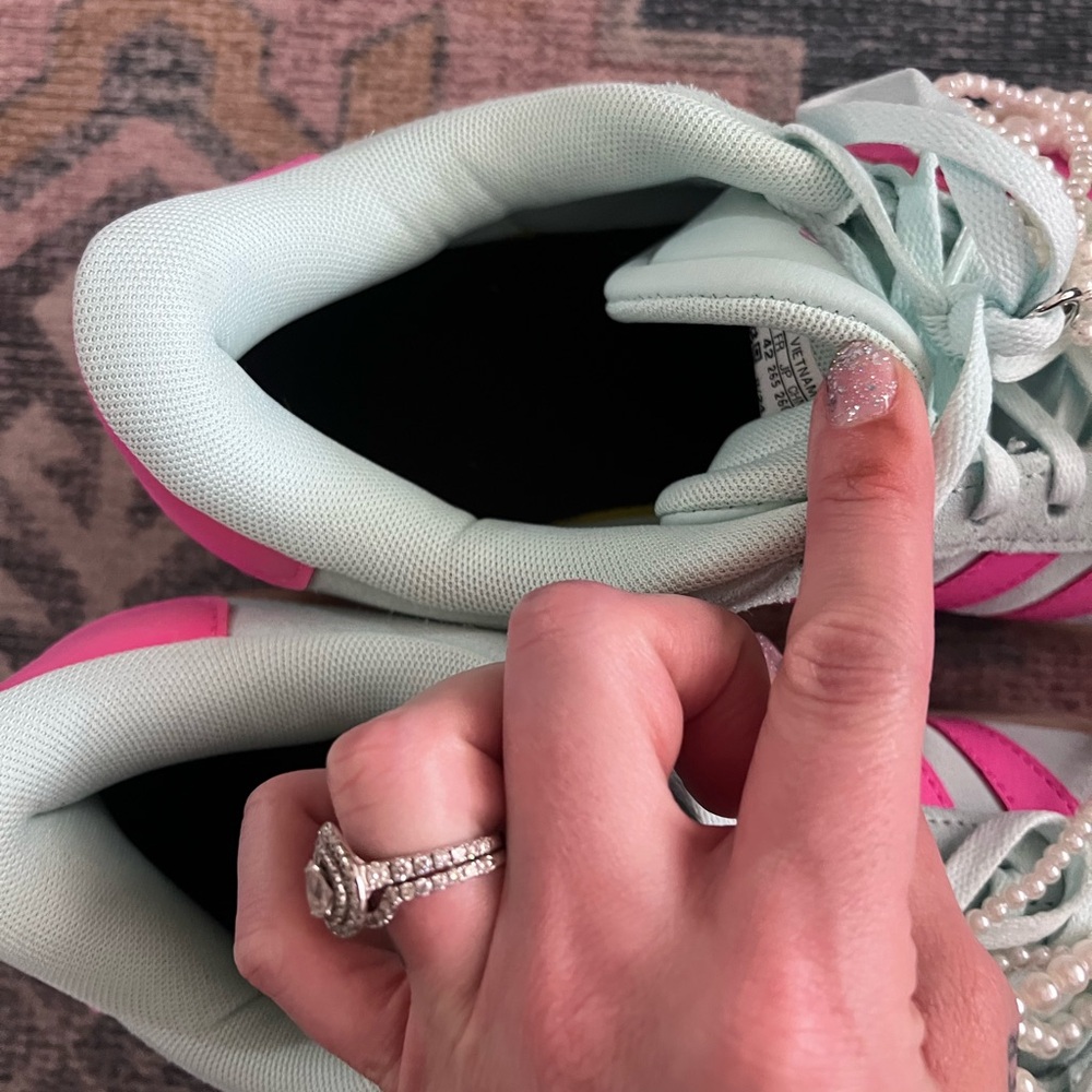 adidas Mint Green & Hot Pink Platform Sneakers - Picture 6 of 7